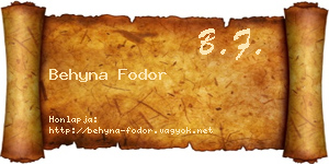 Behyna Fodor névjegykártya